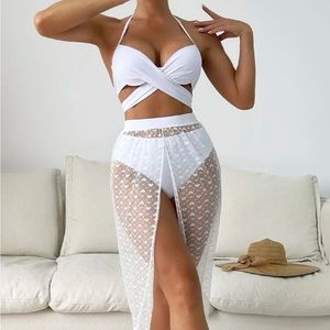 White tie bathing suit